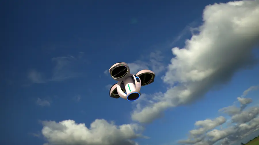 Pod aircraft in a cloudy sky
