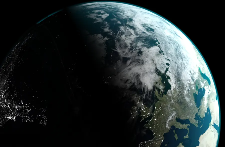 Planet Earth from orbit at night